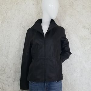 BERNARDO leather black jacket coat with pockets